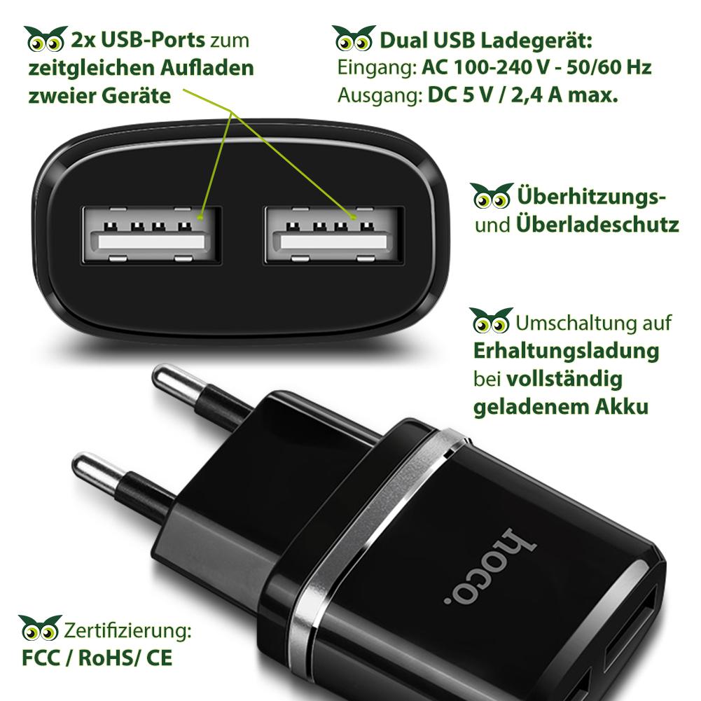 Samsung Galaxy Tab A6 10.1 Schnell Ladeadapter Ladekabel USB Dual Netz